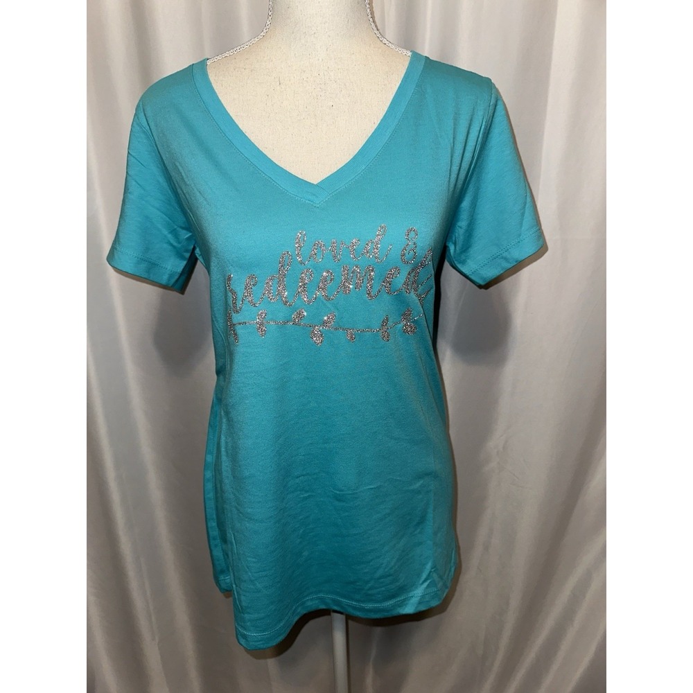 Ideal T Next Level Women's Size L Short Sleeve Loved Redeemed Christian Green